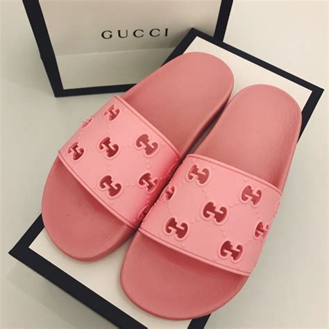 gucci web slides pink|all pink Gucci slides.